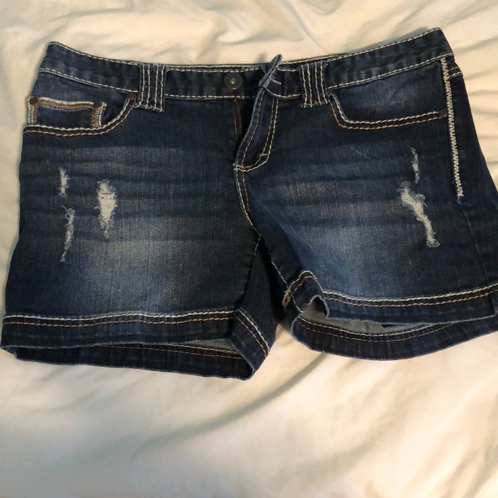 Denim shorts with ripped detail